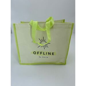 Aerie Durable Reusable Shopping Tote Bag White/Green